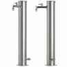 Fontaine de jardin en inox avec double robinets – 16 x 30 x 85 cm
