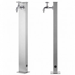 Fontaine de jardin en inox avec colonne rectangulaire – 12 x 12 x 86 cm