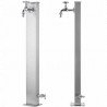 Fontaine de jardin en inox avec double robinets – 12 x 12 x 86 cm
