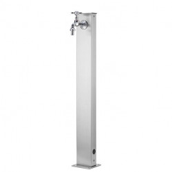 Fontaine de jardin en inox avec colonne rectangulaire – 12 x 12 x 86 cm