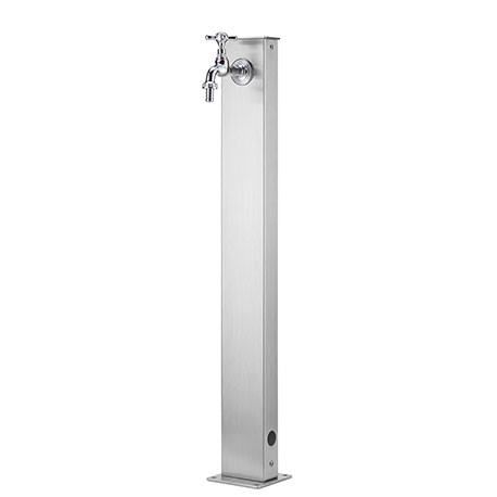 Fontaine de jardin en inox avec colonne rectangulaire – 12 x 12 x 86 cm