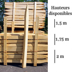 Piquet de clôture scié en châtaigner – Circonférence 28/32 cm – H. 1,5 à 2 m