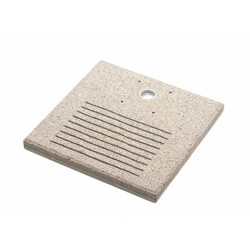 Socle carré en ciment avec fentes pour le drainage  40 x 40 x 4 cm - Tourterelle