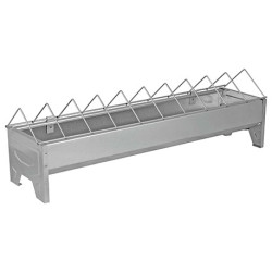 Mangeoire en métal avec grille pour poules et volailles – Capacité 2,6kg – 50 x 13,5 x 16 cm