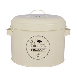 Seau à compost de cuisine en acier avec filtre anti-odeur en fibre de carbone – 27 x 23,2 x 21,3 cm 