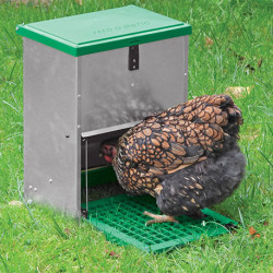 Mangeoire en tôle galvanisée avec pédale pour poules et volailles – Capacité 5kg – 48 x 66 x 39 cm