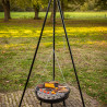 Brasero de jardin rond avec trépied et grille de cuisson en acier – 67,5 x 77 x 157 cm