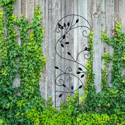 Treillis de jardin en fer avec motifs oiseaux et vrilles – 40 x 0,5 x 120 cm