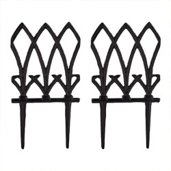 Lot de 2 bordures de jardin style Vintage en fonte – 17,5 x 1 x 33,5 cm - Noir