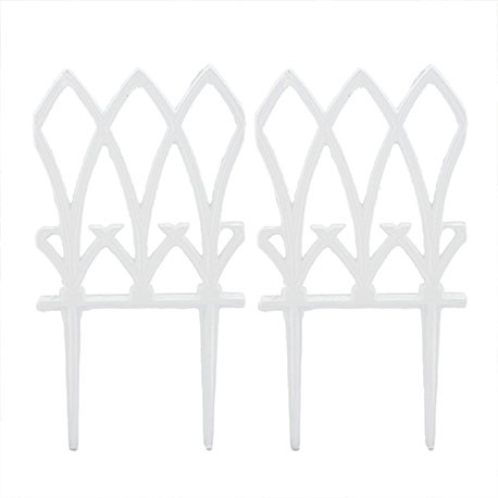 Lot de 2 bordures de jardin style Vintage en fonte – 17,5 x 1 x 33,5 cm - Blanc