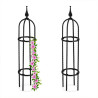 Lot de 2 treillis de jardin obélisque pour plantes grimpantes en acier – Ø70 x H.70 cm