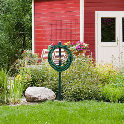 Colonne à eau de jardin avec support de tuyau d’arrosage en acier – 25 x 18 x 107,5 cm - Vert