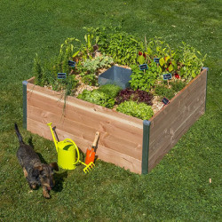 Carré potager avec composteur en bois Douglas – 120 x 115 x 40 cm