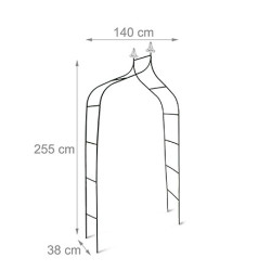 Arche de jardin incurvée pour plantes grimpantes en métal motif barreaux 140 x 38 x 255 cm – Vert foncé