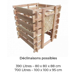 Composteur en bois Douglas – Contenance 390 Litres – 80 x 80 x 88 cm