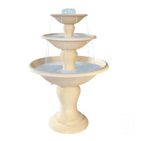 Fontaine centrale à 3 niveaux en pierre reconstituée Ton BLANC – Ø120 x H.170 cm 