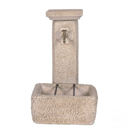 Fontaine de jardin colonne aspect rustique en pierre reconstituée – 62 x 58 x 93 cm – ton pierre