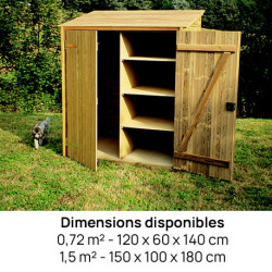 Abri de rangement en bois traité autoclave – 0,72 m² - 120 x 60 x 140 cm