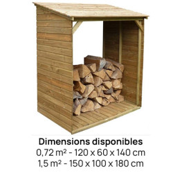 Abri bûches en bois traité autoclave – 0,72 m² - 120 x 60 x 140 cm