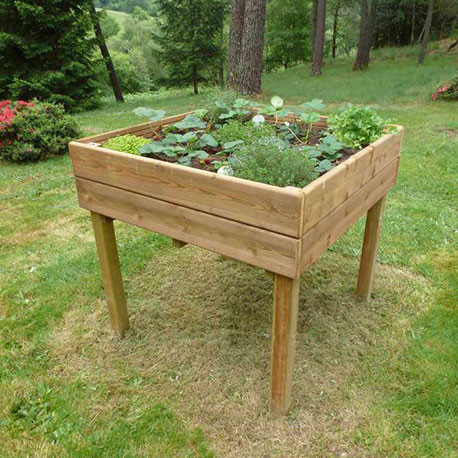 Carré potager sur pieds en bois douglas naturel – 100 x 200 x 100 cm