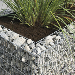 Jardinière en acier rectangulaire gabion 200 x 75 x 100 cm sans galet