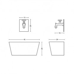 Fontaine de jardin murale en métal traitée antirouille avec vasque rectangulaire et étagère rétractable – 3 coloris disponibles