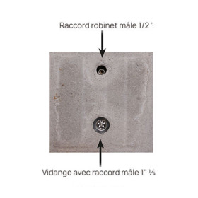 Fontaine de jardin en métal avec bac rectangulaire et socle en béton – 40 x 40 x 91 cm – 3 couleurs
