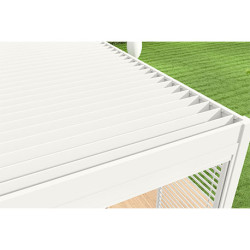 Pergola bioclimatique adossée en alu Blanc – 3 x 4 m - 12 m² - Ombréa