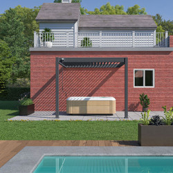 Pergola bioclimatique adossée en aluminium Anthracite – 3 x 3 m – 9 m² - Ombréa