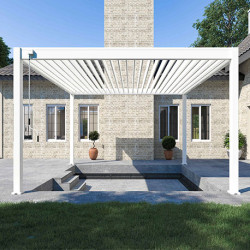 Pergola bioclimatique autoportante en aluminium Blanc – 4 x 4 m – 16 m² - Ombréa