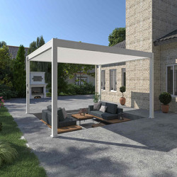 Pergola bioclimatique autoportante en aluminium Blanc – 4 x 4 m – 16 m² - Ombréa