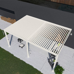 Pergola bioclimatique adossée en alu Blanc – 4 x 6 m - 24 m² - Ombréa