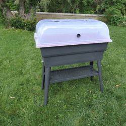 Jardinière Calipso en polypropylène combi 40L gris et cerise – 81 x 39 x 100 cm
