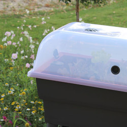 Jardinière Calipso en polypropylène combi 40L gris et cerise – 81 x 39 x 100 cm