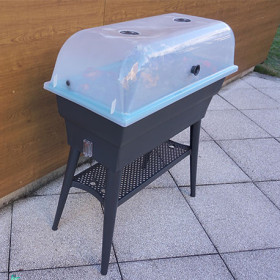 Jardinière Calipso en polypropylène combi 40L gris et turquoise – 81 x 39 x 100 cm