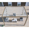 Pergola bioclimatique autoportante en alu bois naturel/Blanc – 3 x 4 m – 12 m² - Ombréa