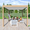Pergola bioclimatique autoportante en alu bois naturel/Blanc – 3 x 4 m – 12 m² - Ombréa
