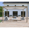 Pergola bioclimatique autoportante en alu bois naturel/Blanc – 3 x 4 m – 12 m² - Ombréa