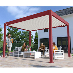 Pergola bioclimatique Ombréa autoportante 3x4M - Rouge basque/blanc