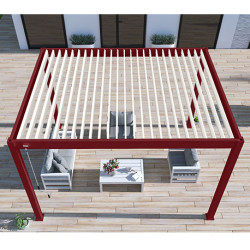 Pergola bioclimatique Ombréa autoportante 3x4M - Rouge basque/blanc