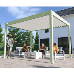 Pergola bioclimatique autoportante en alu Vert jade/Blanc – 3 x 4 m – 12 m² - Ombréa