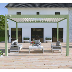 Pergola bioclimatique autoportante en alu Vert jade/Blanc – 3 x 4 m – 12 m² - Ombréa