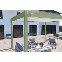 Pergola bioclimatique autoportante en alu Vert jade/Blanc – 3 x 4 m – 12 m² - Ombréa