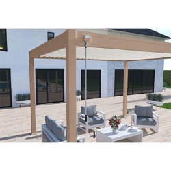 Pergola bioclimatique autoportante en alu Beige/Blanc – 3 x 4 m – 12 m² - Ombréa