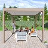 Pergola bioclimatique autoportante en alu Beige/Blanc – 3 x 4 m – 12 m² - Ombréa