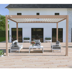 Pergola bioclimatique autoportante en alu Beige/Blanc – 3 x 4 m – 12 m² - Ombréa