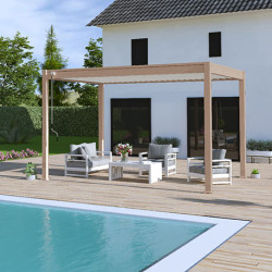 Pergola bioclimatique autoportante en alu Beige/Blanc – 3 x 4 m – 12 m² - Ombréa