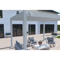 Pergola bioclimatique autoportante en alu Gris perle – 3 x 4 m – 12 m² - Ombréa