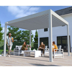 Pergola bioclimatique autoportante en alu Gris perle – 3 x 4 m – 12 m² - Ombréa