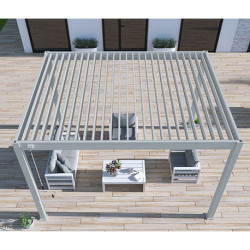 Pergola bioclimatique autoportante en alu Gris perle – 3 x 4 m – 12 m² - Ombréa